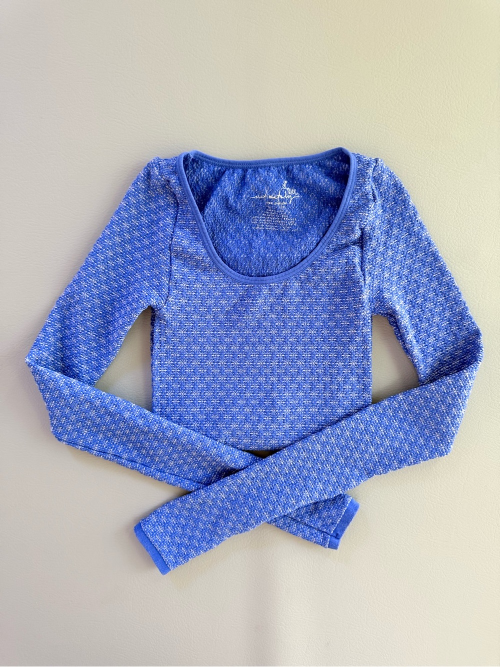 Free People Blue Love Letter Long Sleeve Knit Top - XS Small Bridge size XS/S